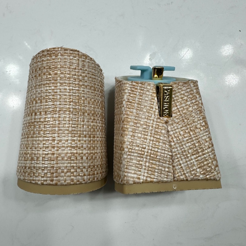 Pashion Footwear - 4” Raffia Flare Block Heels - Size 9-11